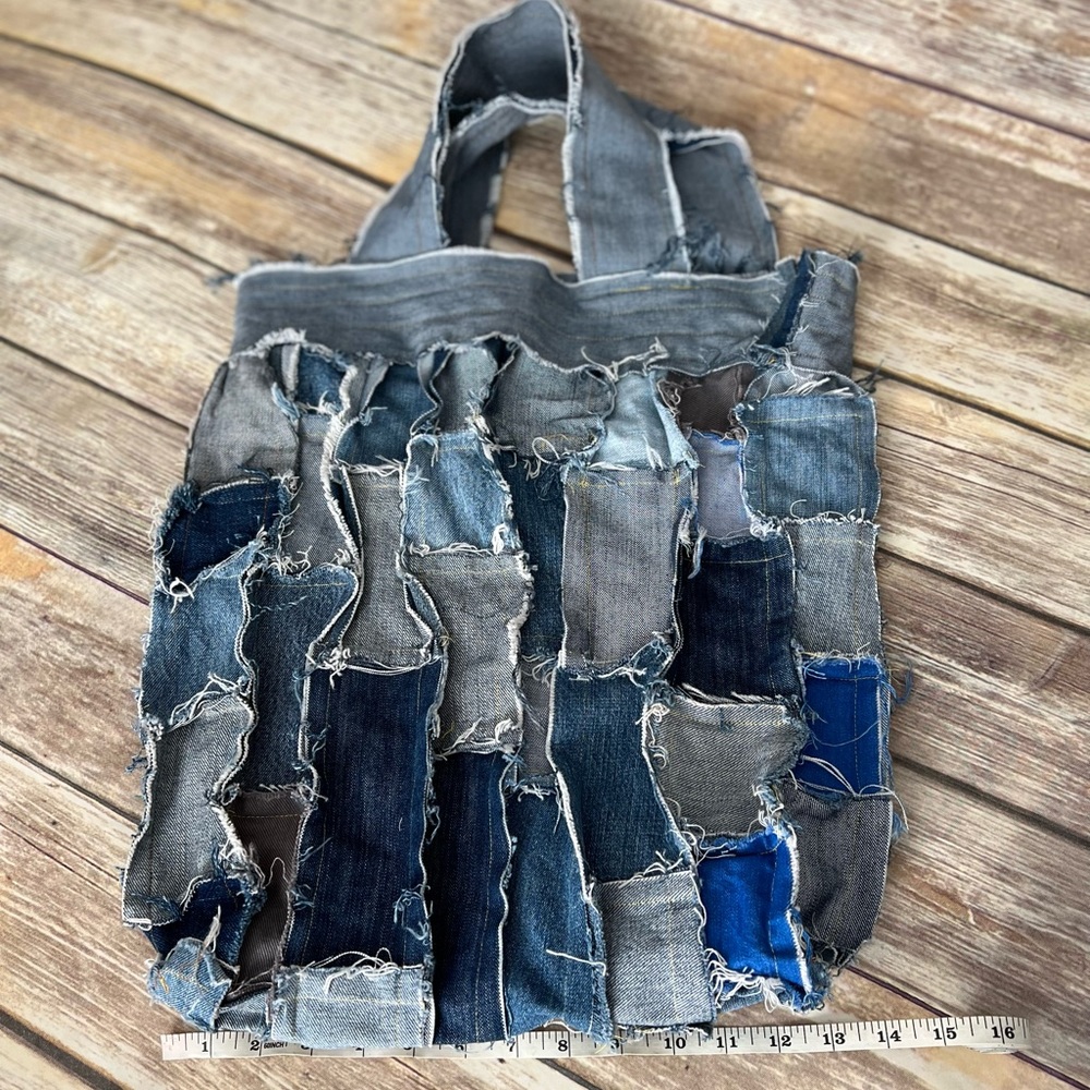 💚Handmade Distressed Tote Bag💙
